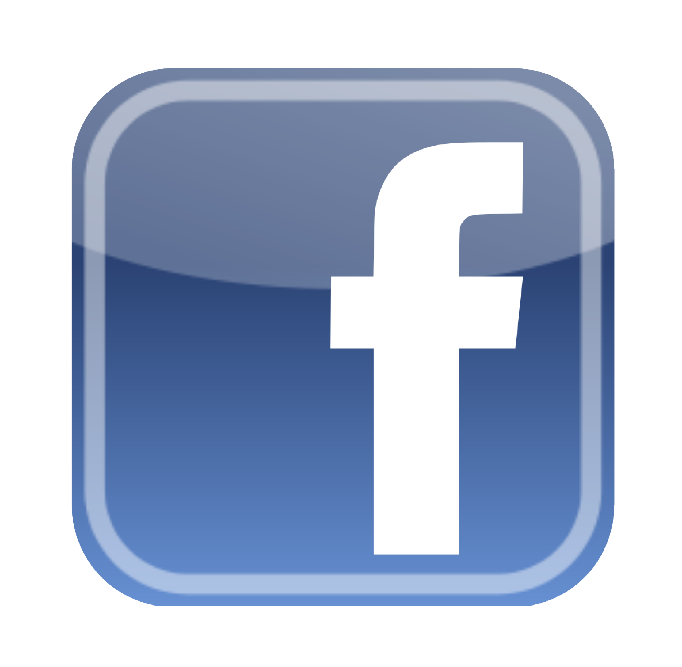 Facebook logo with white 'f' on blue gradient background.
